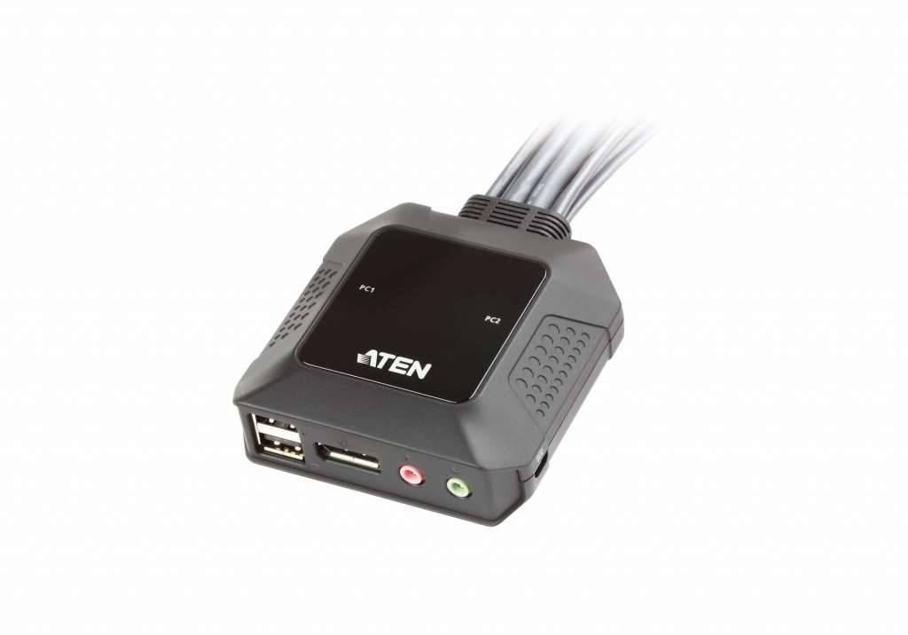 ATEN 2-poorts USB DisplayPort-kabel KVM-switch met externe poortselectieschakelaar-2