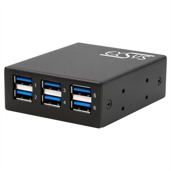 Exsys EXSYS EX-11246HMS 6-Port USB 3.2 Gen 1 H  USB-hub Zwart