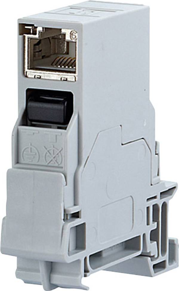 BTR dubbele koppeling voor DIN-rail CAT 6 RAL 7035