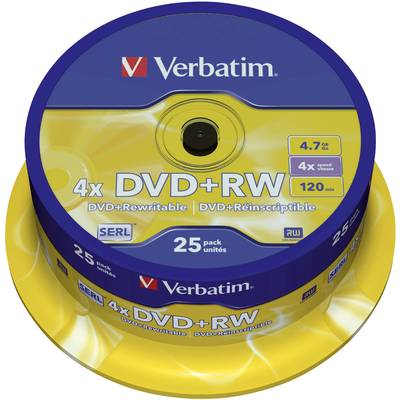 Verbatim 43489 DVD+RW disc 4.7 GB 25 stuk(s) Spindel Herschrijfbaar