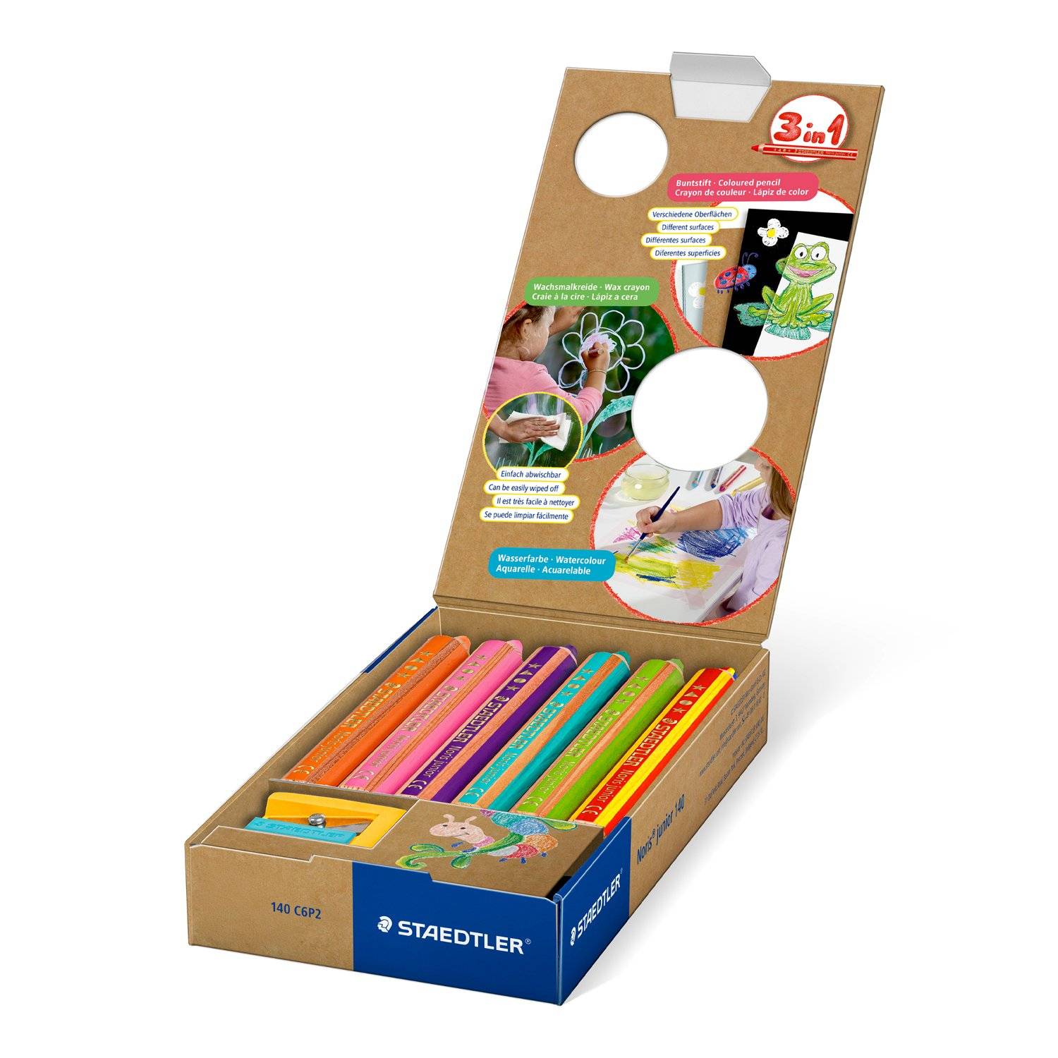 Staedtler 140 C6P2 kleurpotloden, roze, groen, lichtblauw, oranje, violet, 5 stuks-4