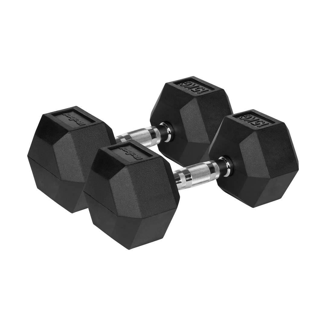 REL REBEL ACTIVE Rubbergecoate gietijzeren dumbbells 2x15 kg-0