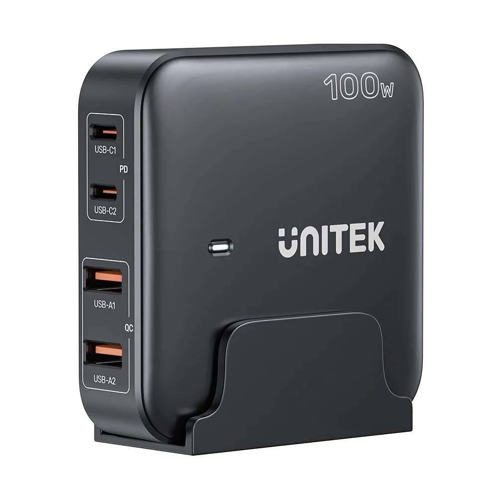 UTK GaN netvoeding oplader - Unitek P1229ABK01-EU | 100W 2x USB-C 2x USB-A-0