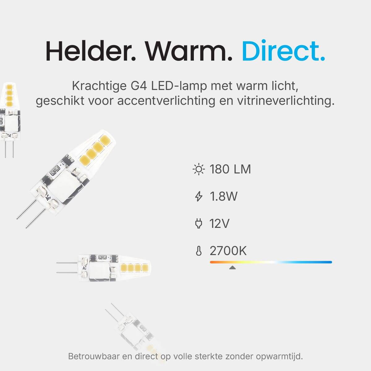 Modee LED Insteeklamp G4 Helder - 1.8W 180lm 2700K - Warmwit - Vervangt 18W - 12V - 50 stuks-1