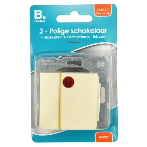 2- polige schakelaar + controle lamp + wip inbouw crème - creme-0