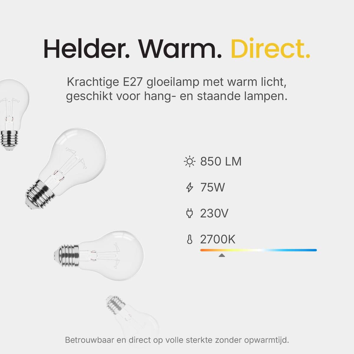 Technik Gloeilamp G80 E27 Helder - 75W 850lm 2700K - Warmwit Dimbaar - 100 stuks-1