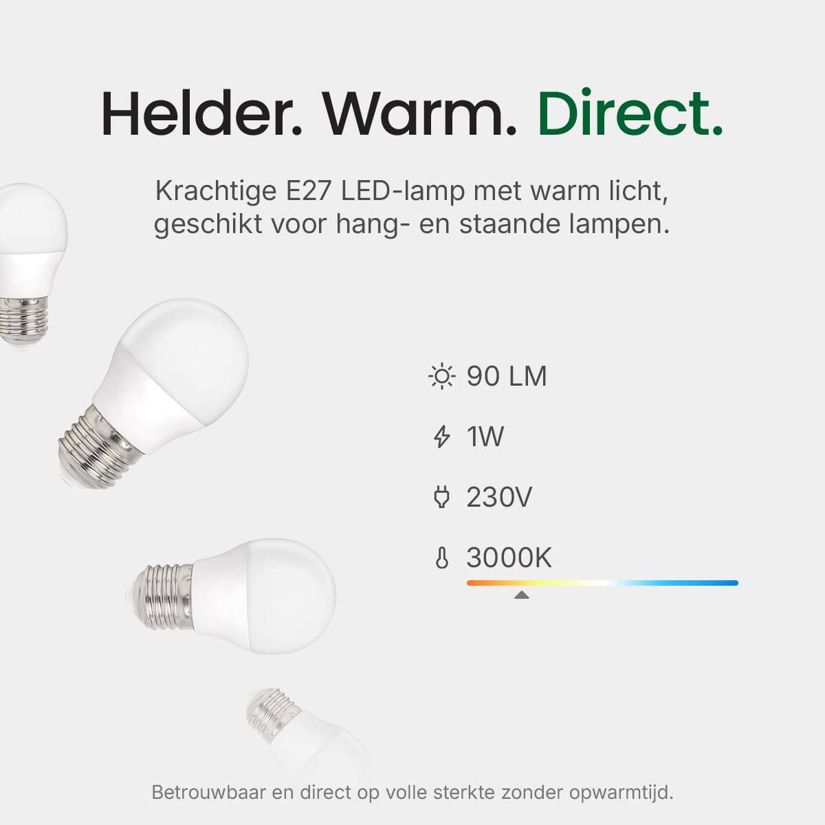 Spectrum LED Kogellamp P45 E27 Mat - 1W 90lm 3000K - Warmwit - Vervangt 10W - 25 stuks-2