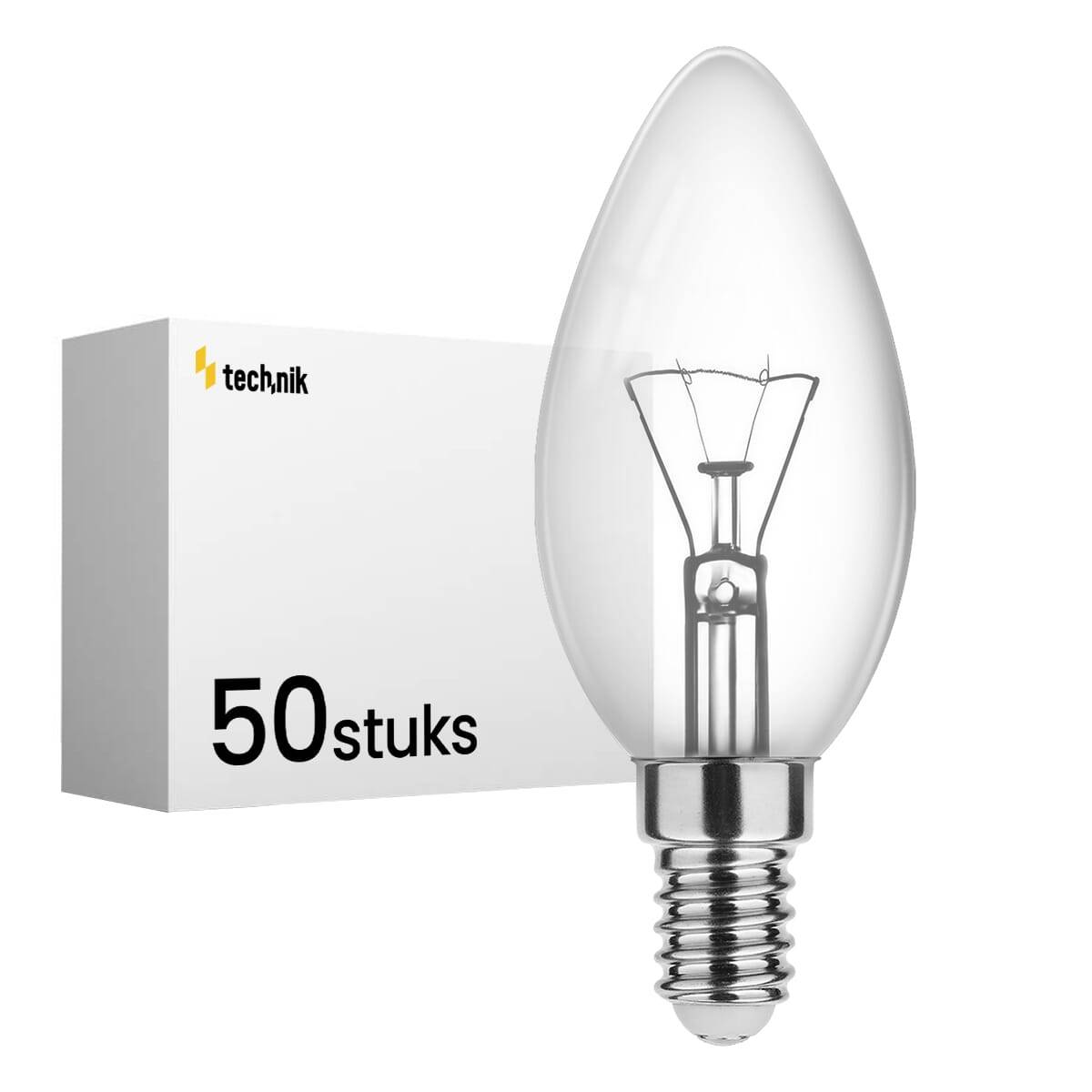 Technik Gloeilamp C35 E14 Helder - 25W 160lm 2700K - Warmwit Dimbaar - 50 stuks-0