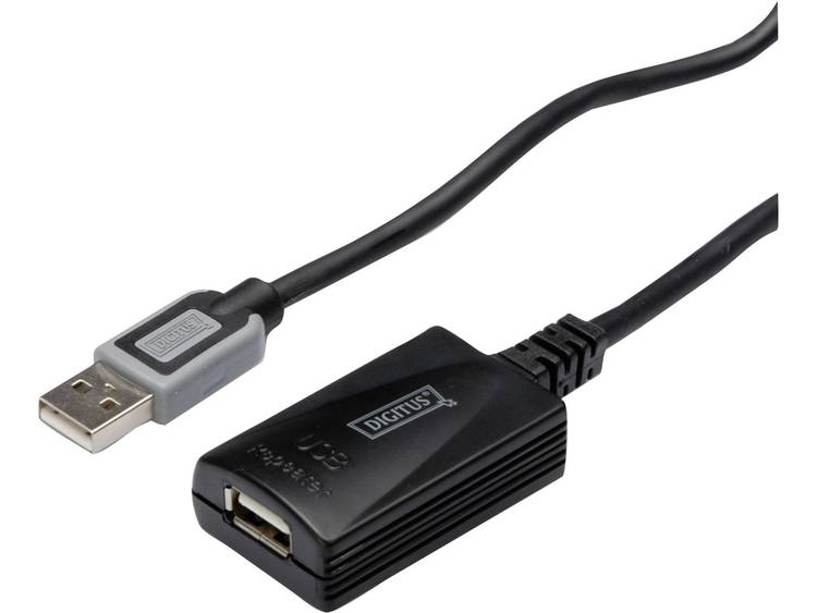 Digitus USB 2.0 Verlengkabel [1x USB 2.0 stekker A 1x USB 2.0 bus A] 5 m Zwart