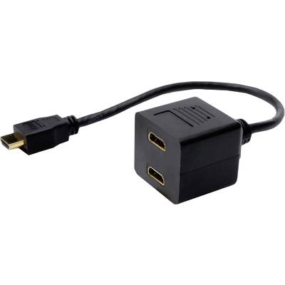 Digitus AK-330400-002-S HDMI Y-adapter [1x HDMI-stekker - 2x HDMI-bus] Zwart  0.20 m