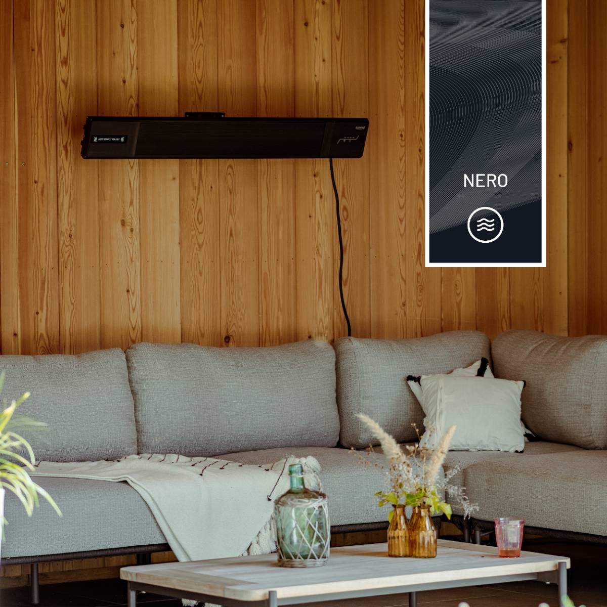 Sunred - Nero - Nero lijn - Zwart - Wand/Hangend model - Terrasverwarmer - Black panel technologie --4