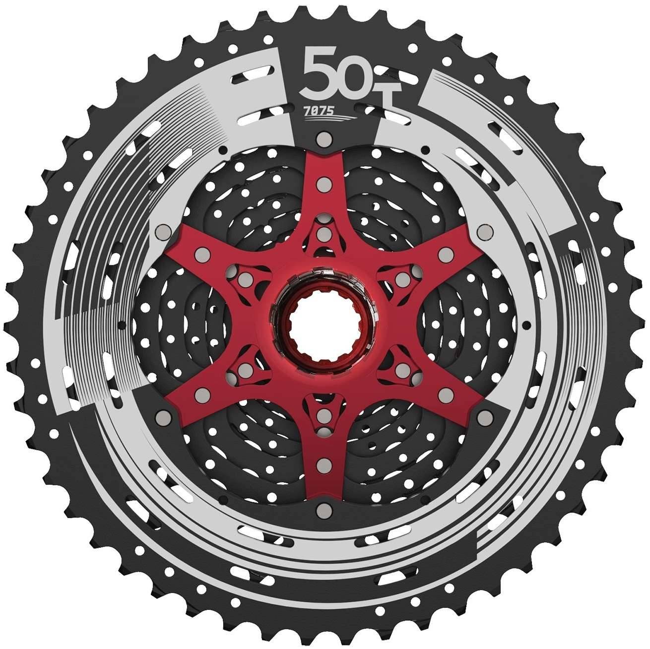 Cassette 12 speed Sunrace CSMZ90 11-50T - zwart met rode spider-0