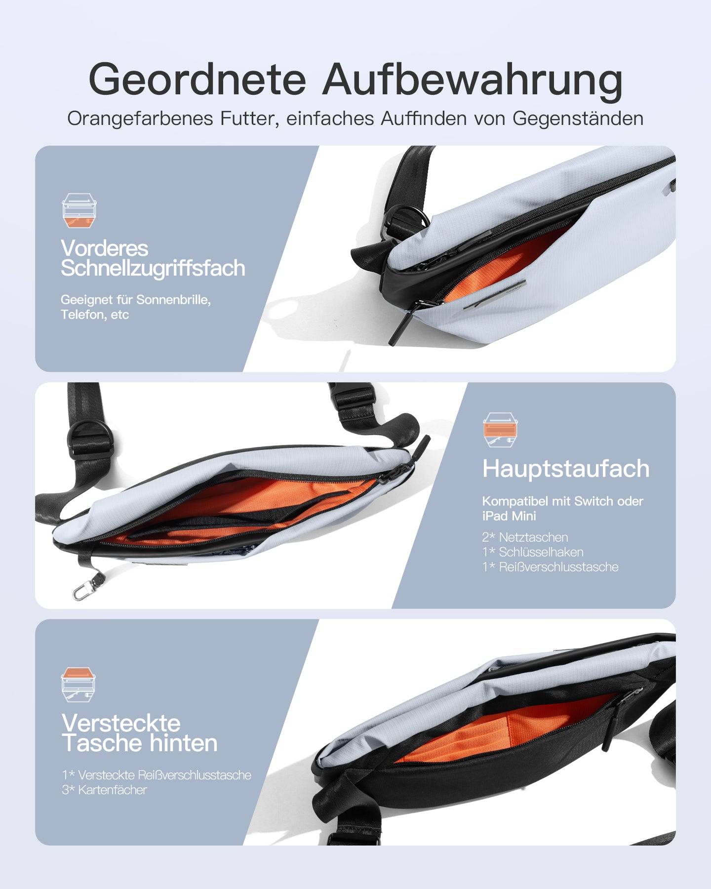 Inateck schoudertas FB01001 grijsblauw 34,5 cm * 23,5 cm * 5 cm-2
