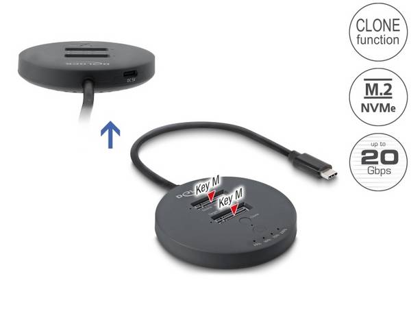Delock USB 20 Gbps M.2 Docking Station for 2 x M.2 NVMe PCIe SSD with Clone function