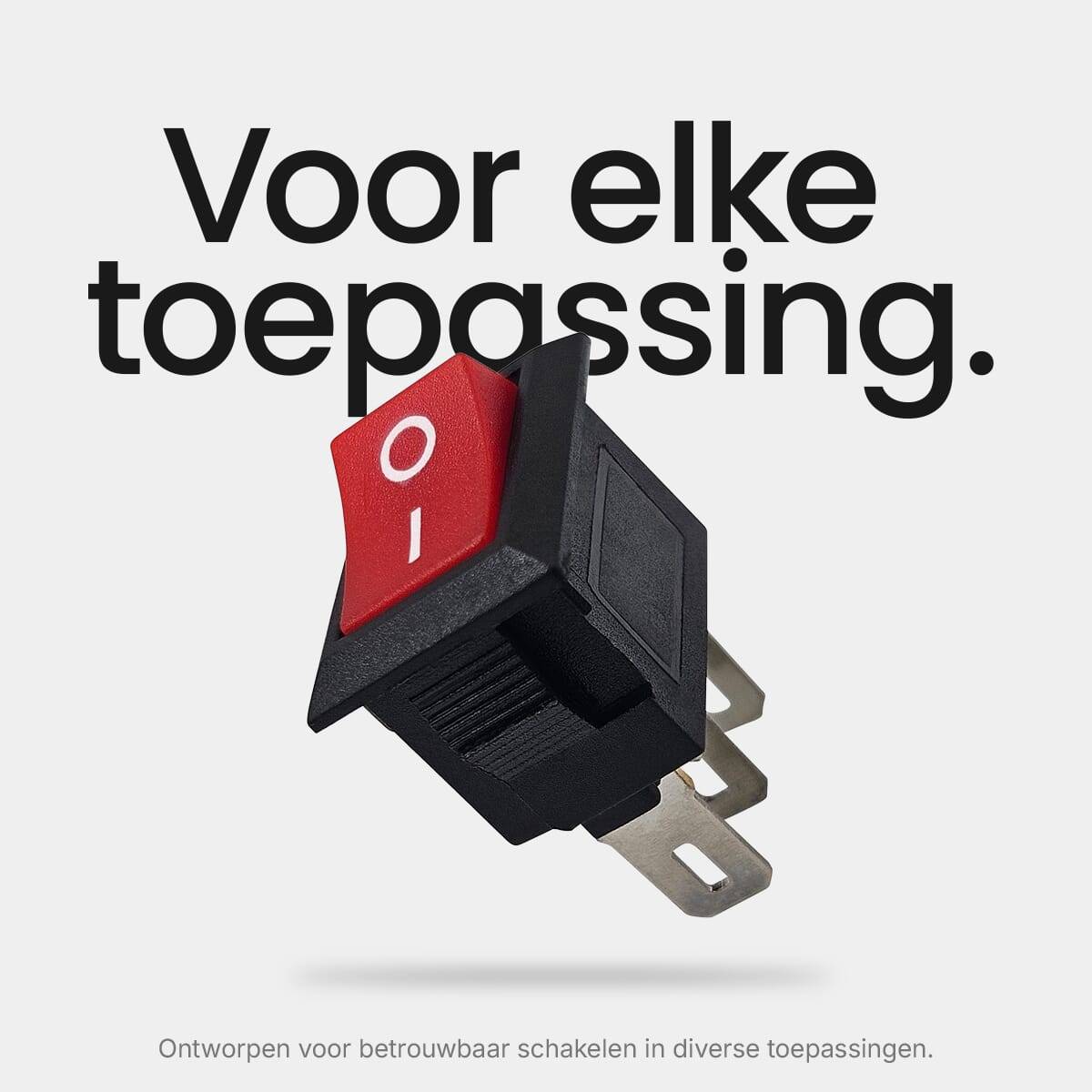 ProRide Wipschakelaar ON-OFF - 250V/3A - Paneeluitsnede 8×13mm - 3-Pins - Met Aansluitkabel - Rood - 3 Stuks-3