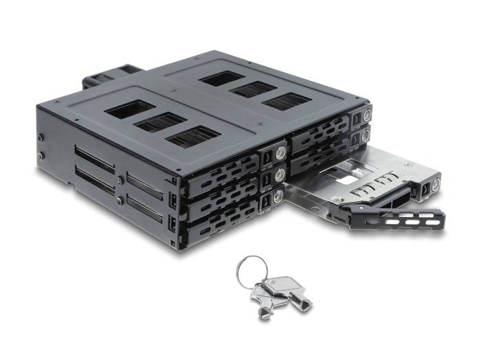 Delock 5.25″ Mobile Rack for 6 x 2.5″ SATA or SAS HDD / SSD with lock-0