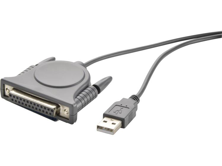 Renkforce USB 1.1, Parallel Aansluitkabel [1x USB 1.1 stekker A 1x D-sub bus 25-polig] 1.80 m Grijs