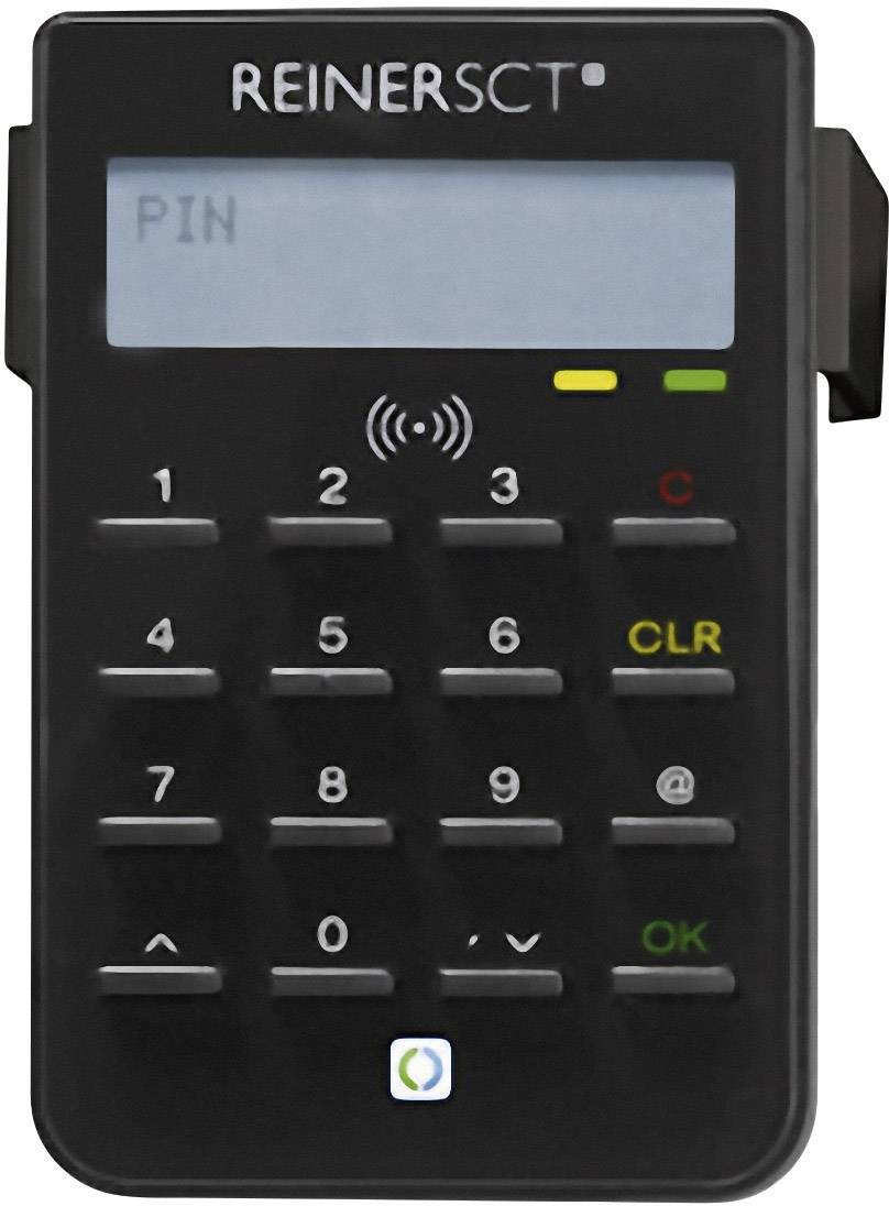 Pintoetsenbord met display en numerieke toetsen. Het display toont 'PIN'. Er zijn toetsen voor cijfers en functies zoals 'OK' en 'CLR'.