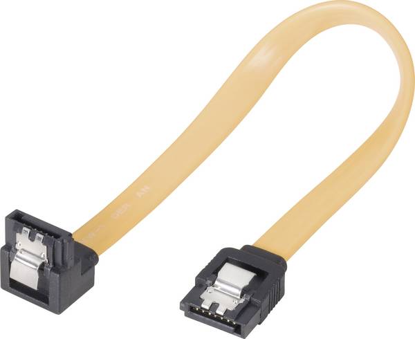 SATA datakabel - recht / haaks naar beneden - plat - SATA600 - 6 Gbit/s / geel - 0,20 meter
