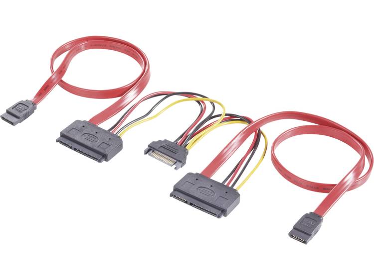 CE Harde schijf Y-kabel [2x SATA-bus 7-polig, SATA-stroomstekker 2x SATA-combi-bus 15+7-polig] 0.50 