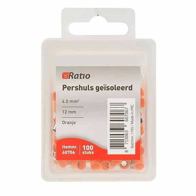 Huls 4mm2 12mm Oranje 100ST-0
