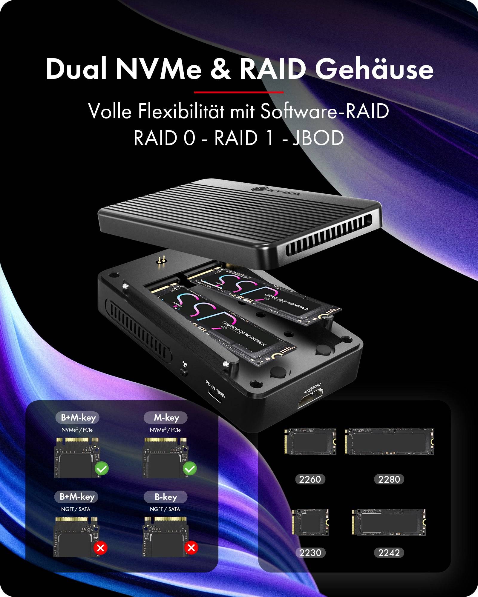 RAID- en dockingstation IcyBox Heart Raid 2818 2x M.2 NVMe SSD-1