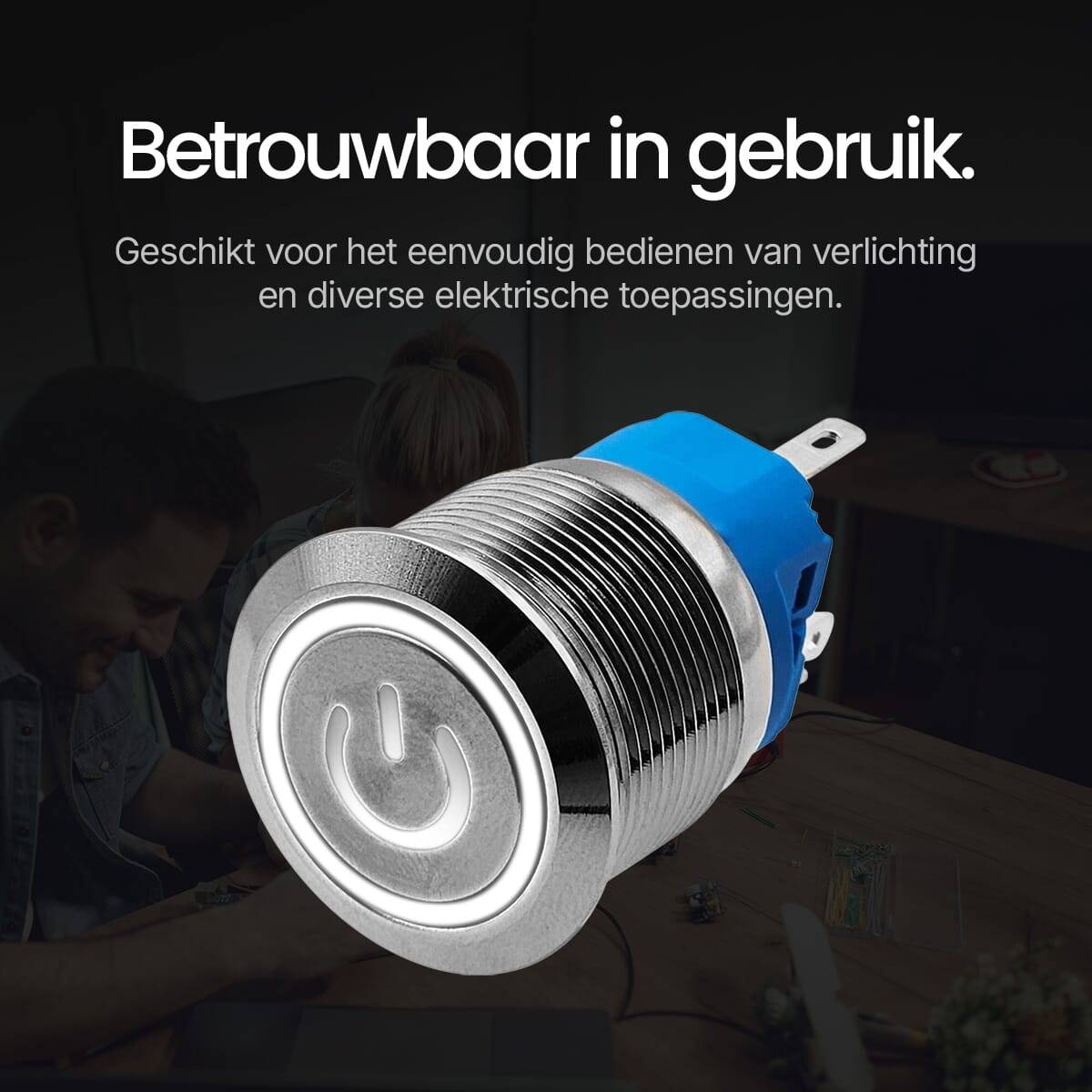 ProRide Drukschakelaar ON-OFF - 220V/5A - Inbouw-Ø22mm - Waterdicht - LED-Ring - Wit - 5 Stuks-4