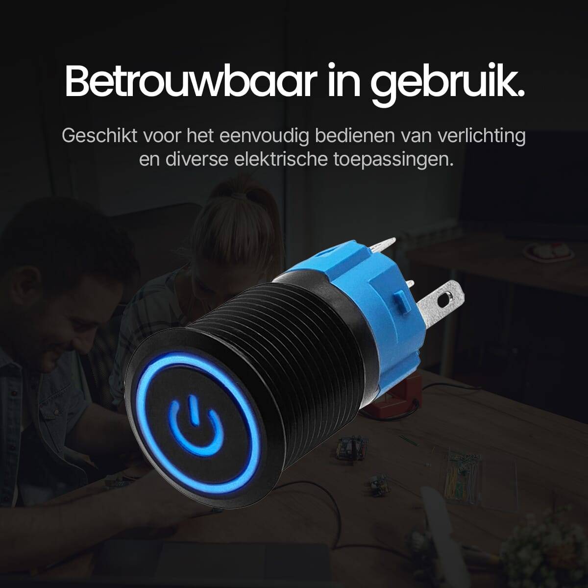 ProRide Drukschakelaar ON-OFF - 12V/5A - Inbouw-Ø16mm - Waterdicht - LED-Ring - Blauw - 3 Stuks-4