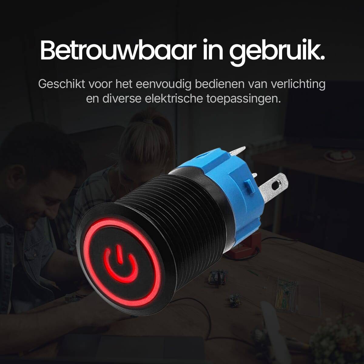 ProRide Drukschakelaar ON-OFF - 220V/5A - Inbouw-Ø16mm - Waterdicht - LED-Ring - Rood - 3 Stuks-4