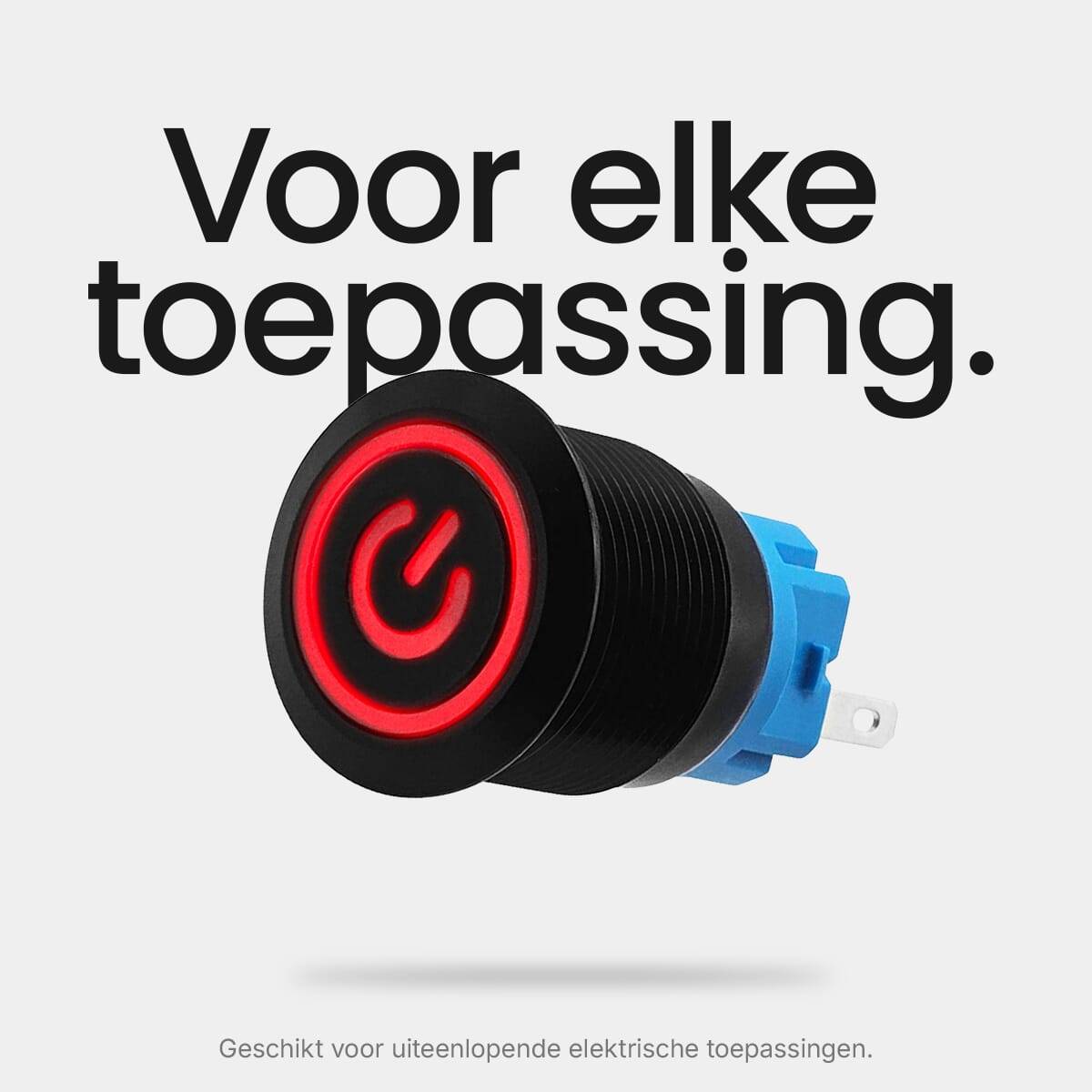 ProRide Drukschakelaar ON-OFF - 220V/5A - Inbouw-Ø19mm - Waterdicht - LED-Ring - Rood - 3 Stuks-3