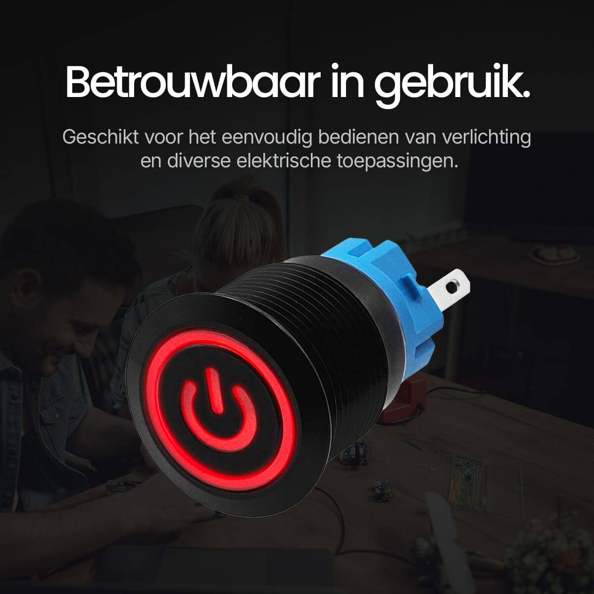 ProRide Drukschakelaar ON-OFF - 220V/5A - Inbouw-Ø19mm - Waterdicht - LED-Ring - Rood - 3 Stuks-4