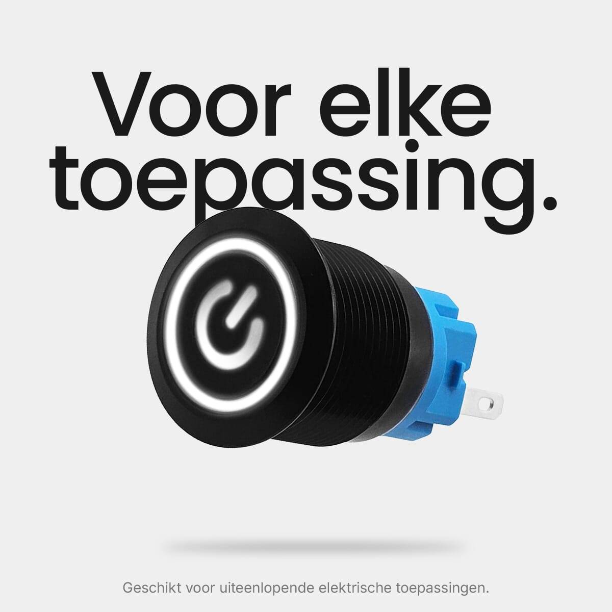 ProRide Drukschakelaar ON-OFF - 220V/5A - Inbouw-Ø19mm - Waterdicht - LED-Ring - Wit - 3 Stuks-3