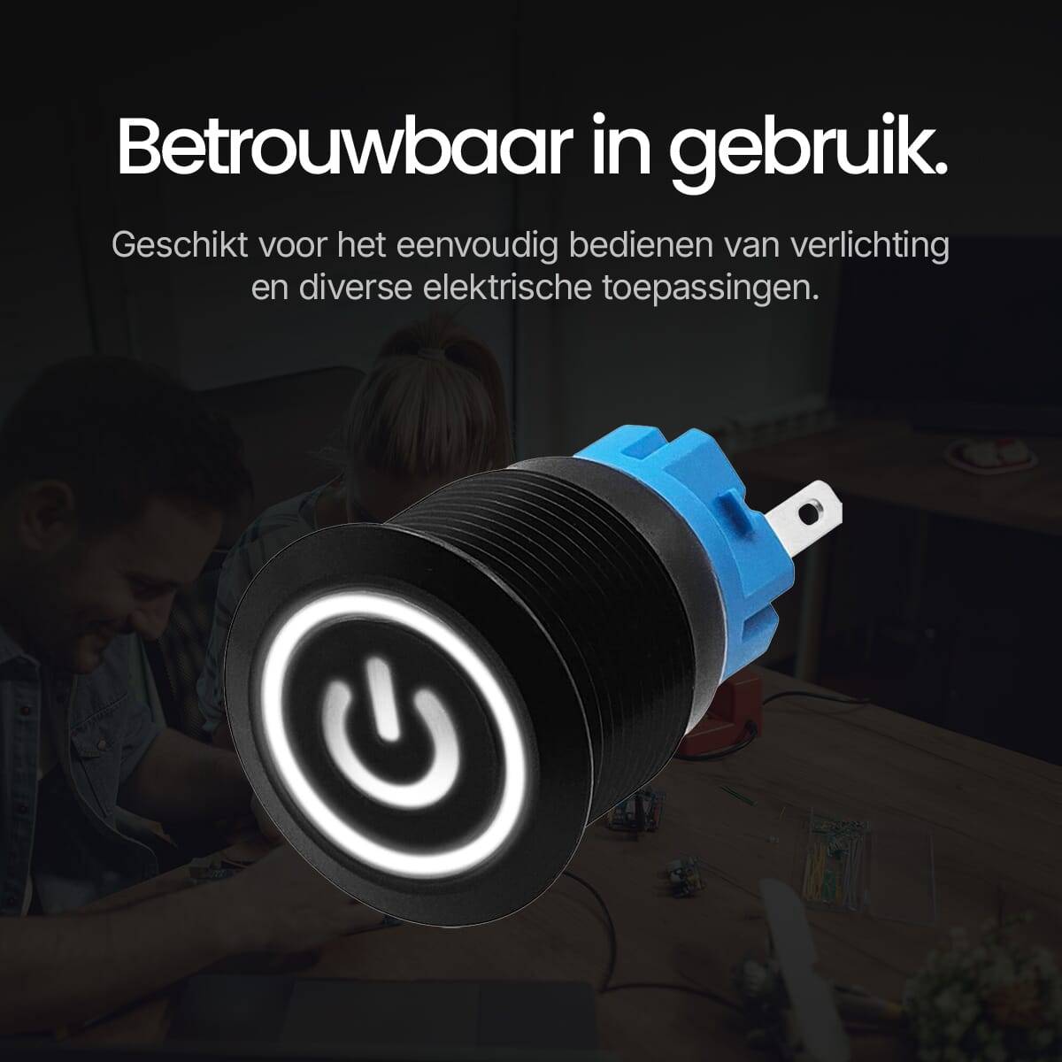 ProRide Drukschakelaar ON-OFF - 220V/5A - Inbouw-Ø19mm - Waterdicht - LED-Ring - Wit - 3 Stuks-4