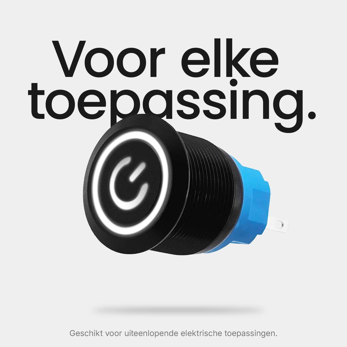 ProRide Drukschakelaar ON-OFF - 220V/5A - Inbouw-Ø22mm - Waterdicht - LED-Ring - Wit - 5 Stuks-3