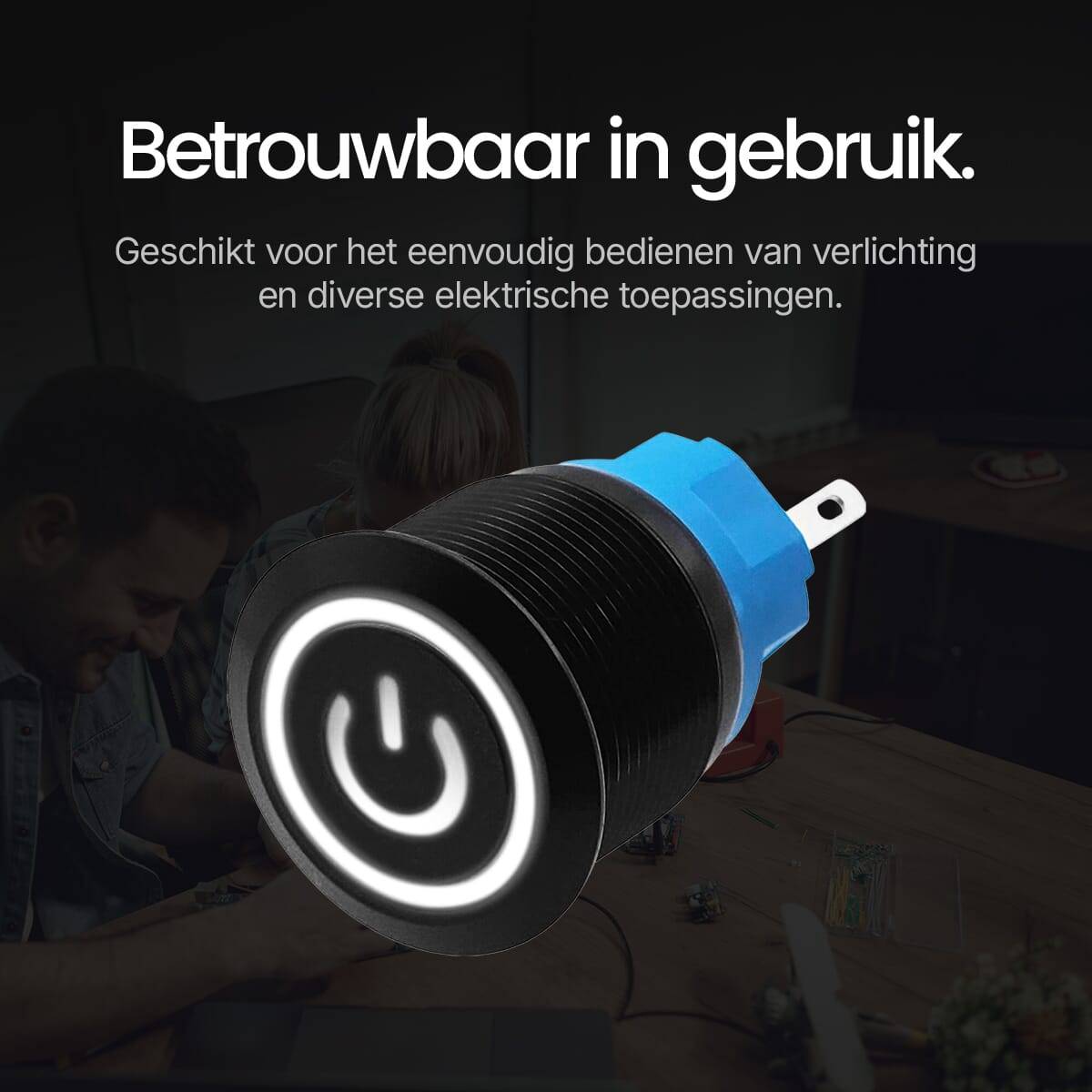 ProRide Drukschakelaar ON-OFF - 220V/5A - Inbouw-Ø22mm - Waterdicht - LED-Ring - Wit - 5 Stuks-4