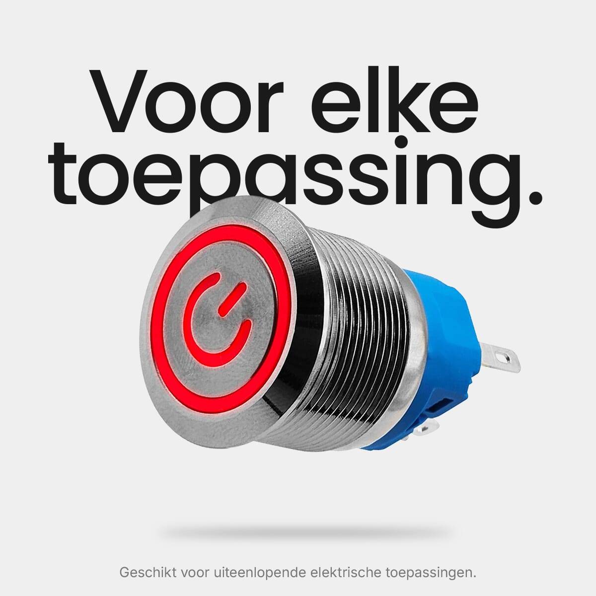 ProRide Drukschakelaar ON-OFF - 220V/5A - Inbouw-Ø22mm - Waterdicht - LED-Ring - Rood - 5 Stuks-3