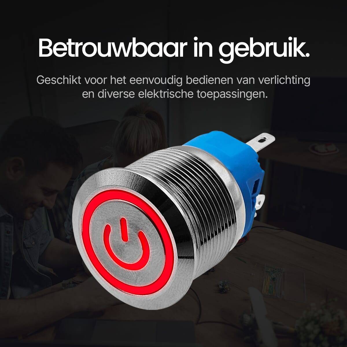ProRide Drukschakelaar ON-OFF - 220V/5A - Inbouw-Ø22mm - Waterdicht - LED-Ring - Rood - 5 Stuks-4
