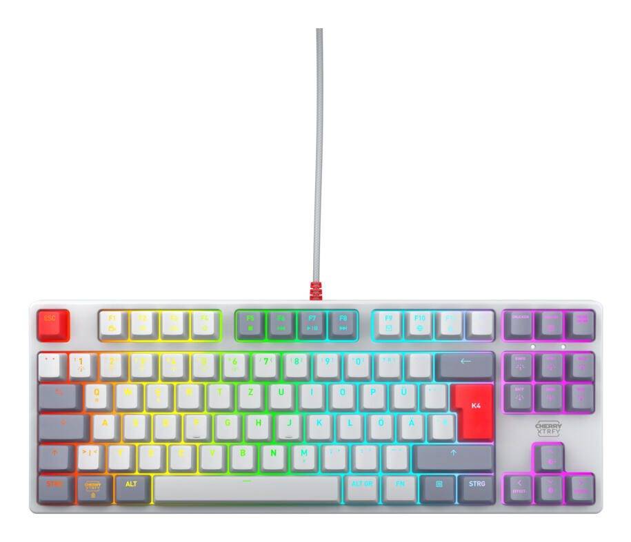 CHERRY K4V2 TKL toetsenbord Gaming USB QWERTZ Duits Grijs, Licht Grijs, Rood-0