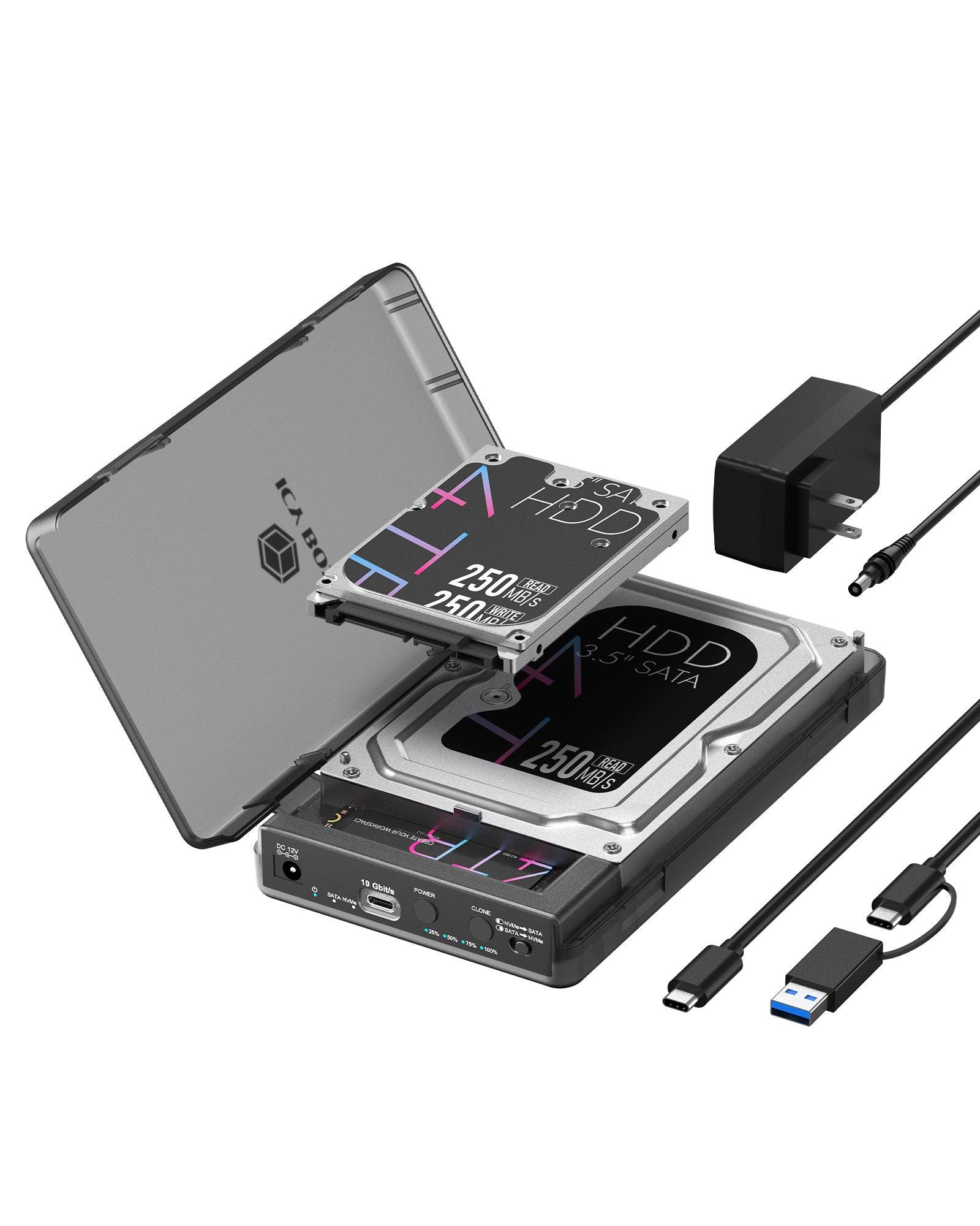IcyBox docking- en kloonstation voor M.2- en 2,5"/3,5" SSD/HDD-schijven-0