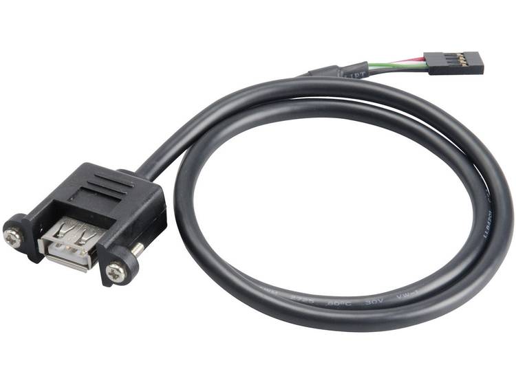 Akasa USB 2.0 Aansluitkabel [1x USB 2.0 bus intern 4-polig 1x USB 2.0 bus A] 0.60 m Zwart Schroefbaa