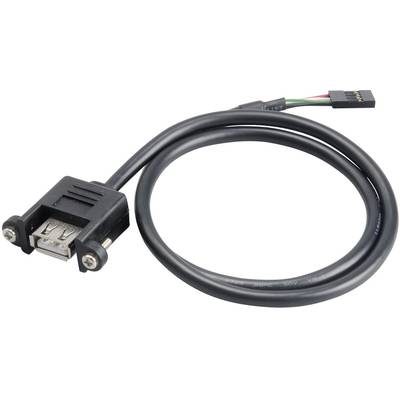Akasa USB-kabel USB 2.0 Shrouded header 4-polig, USB-A bus 0.60 m Zwart Schroefbaar, Vergulde steekcontacten, UL gecerti