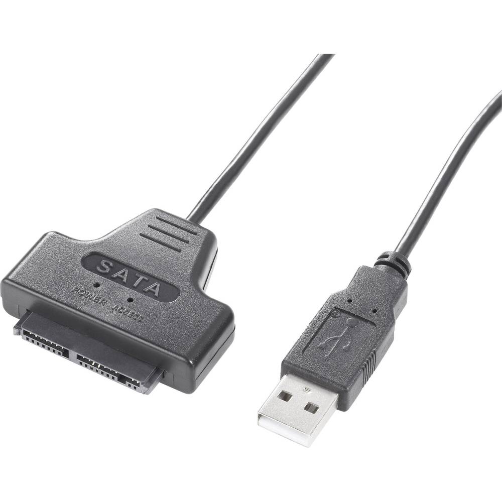 Renkforce Harde schijf Adapterkabel [1x USB-A 2.0 stekker - 1x Micro-SATA-combistekker 9+7-polig] 0.48 cm Zwart
