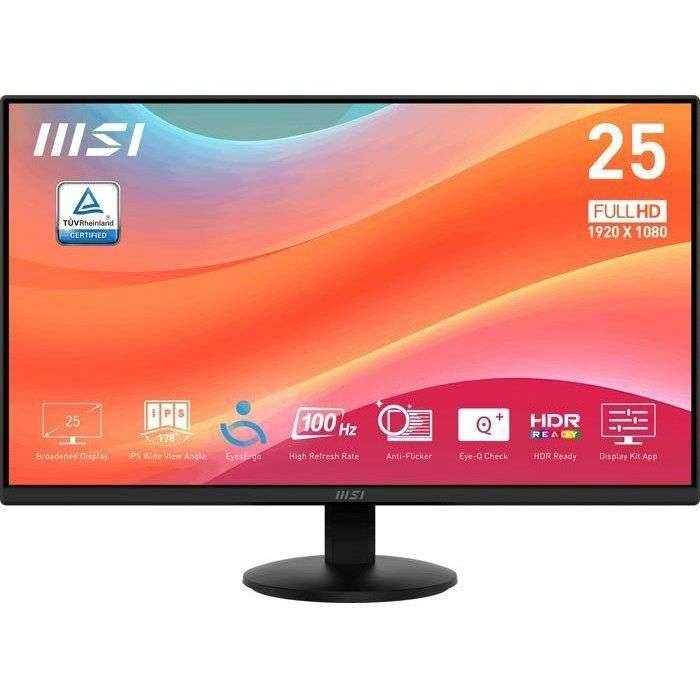 PC-scherm - MSI - 24,5 inch - FHD - 100 Hz - IPS-paneel - 1 ms - Adaptive Sync - HDR Ready - PRO MP252L-0