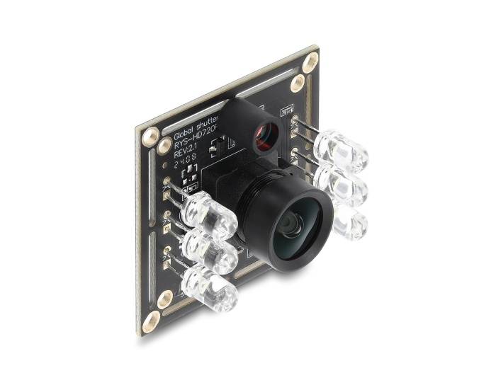 Delock USB 2.0 Camera Module with Global Shutter black / white 0.92 mega pixel 65° 6 IR LED V6 fix focus-0