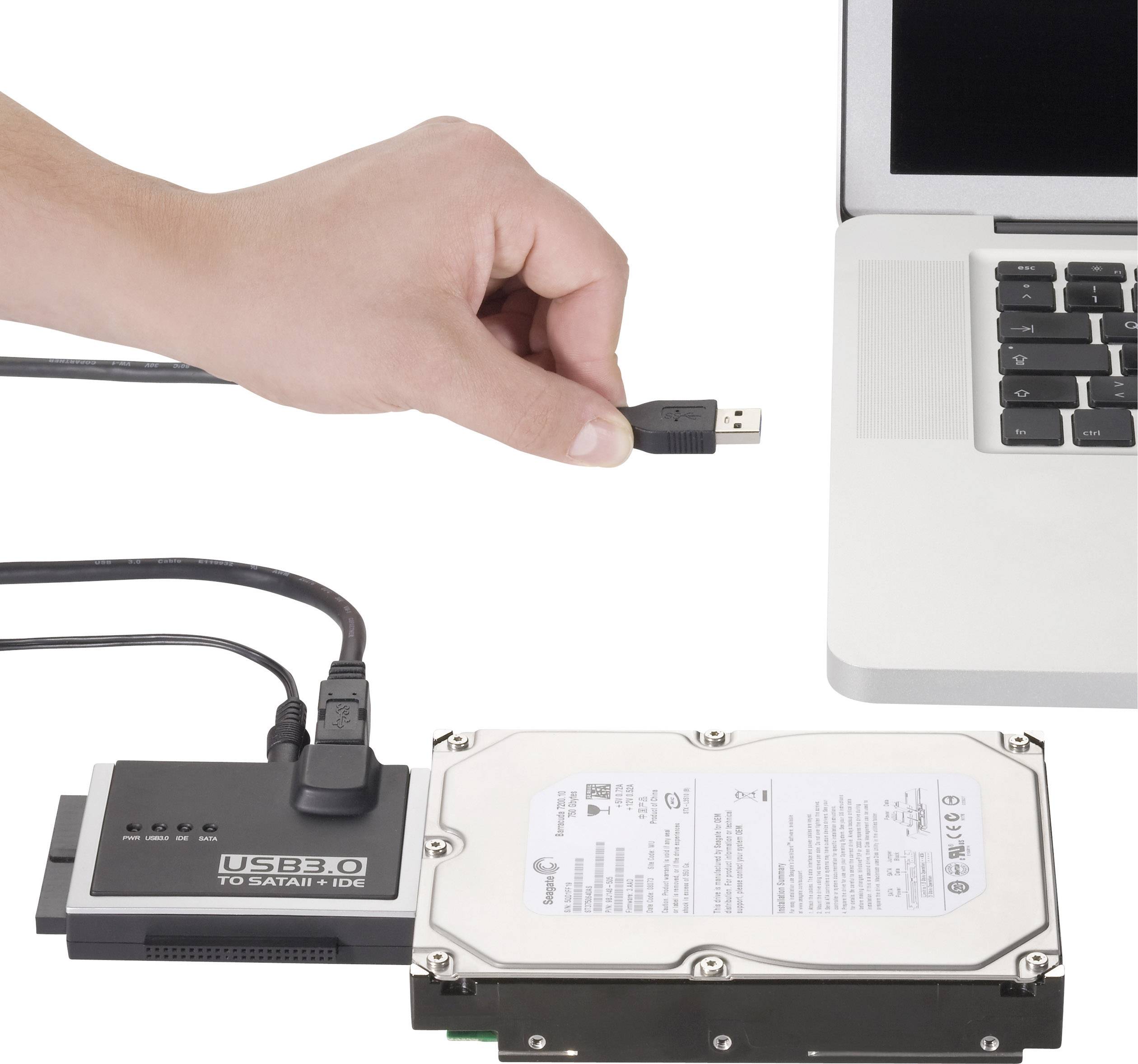 USB 3.2 Gen 1 (USB 3.0) Converter [1x USB 3.2 Gen 1 stekker A (USB 3.0) - 1x IDE-bus 40-polig, IDE-bus 44-polig, SATA-co-2