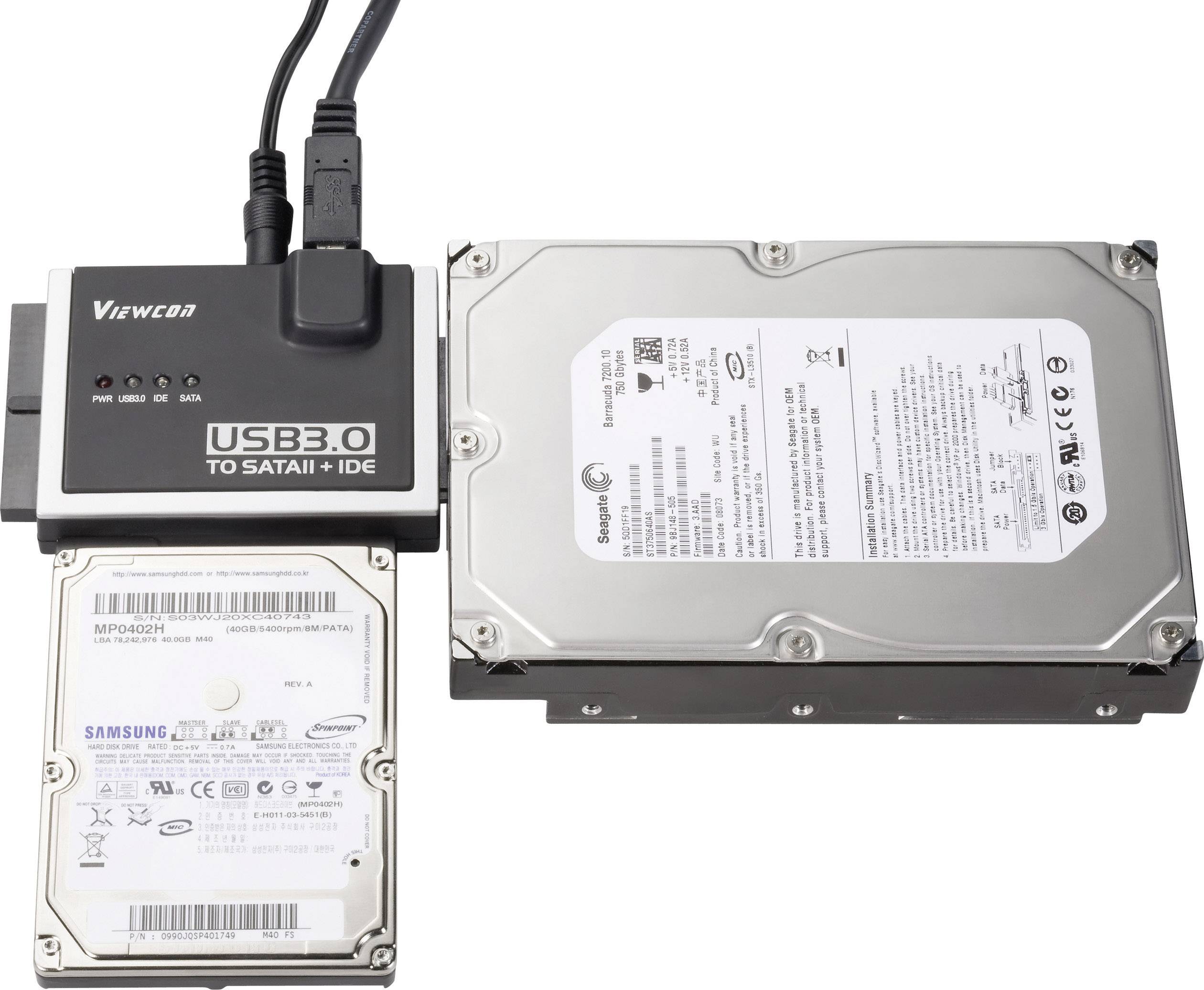 USB 3.2 Gen 1 (USB 3.0) Converter [1x USB 3.2 Gen 1 stekker A (USB 3.0) - 1x IDE-bus 40-polig, IDE-bus 44-polig, SATA-co-5