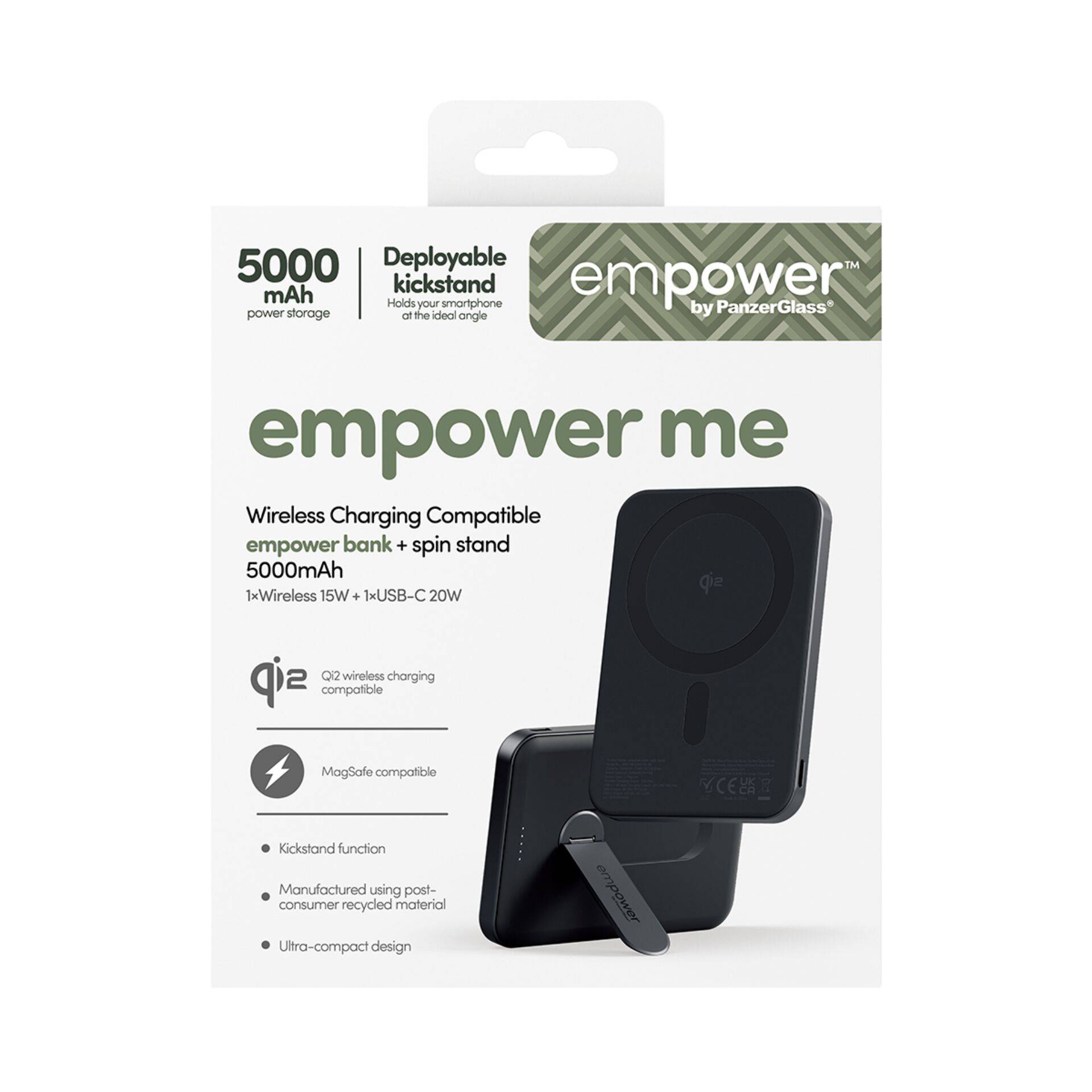 PanzerGlass Powerbank met draaibare standaard 5000mAh Space Black-0