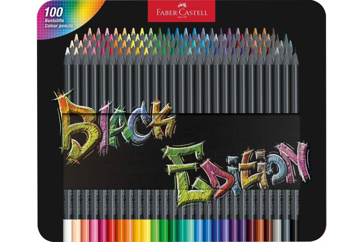 FABER-CASTELL kleurpotloden Black Edition 100 metalen set.-0