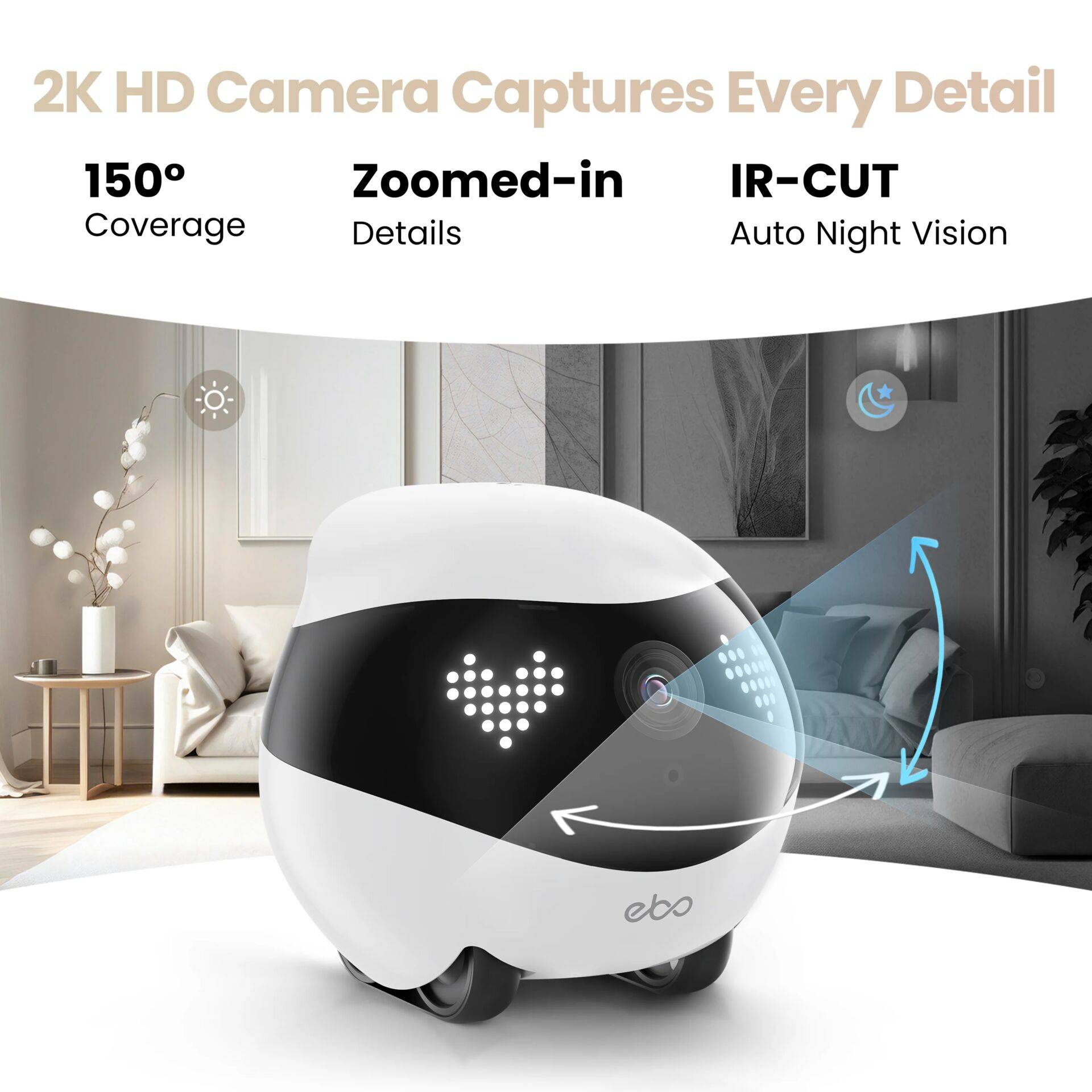 Enabot EBO Air 2 huishoudrobot met 2K-camera, roze-1