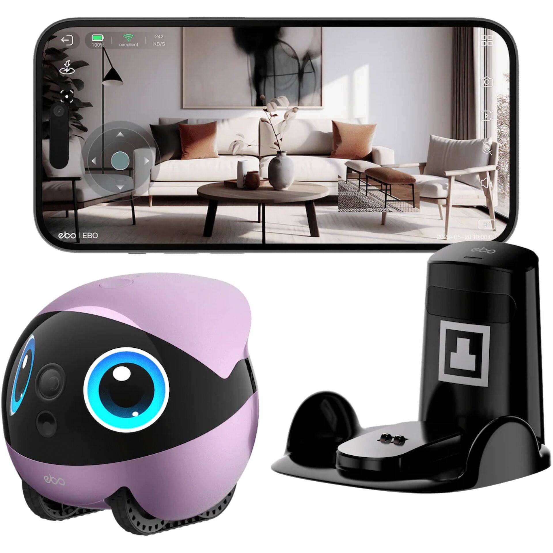 Enabot EBO Air 2 Plus huisdierrobot met 3K-camera, roze-0